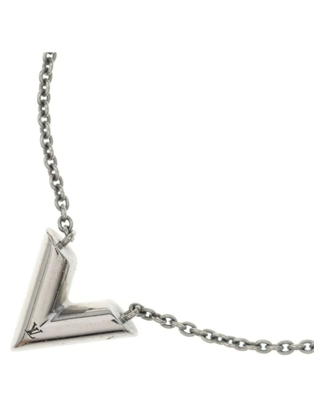 Louis Vuitton Essential V Necklace Pendant Chain Metal Silver